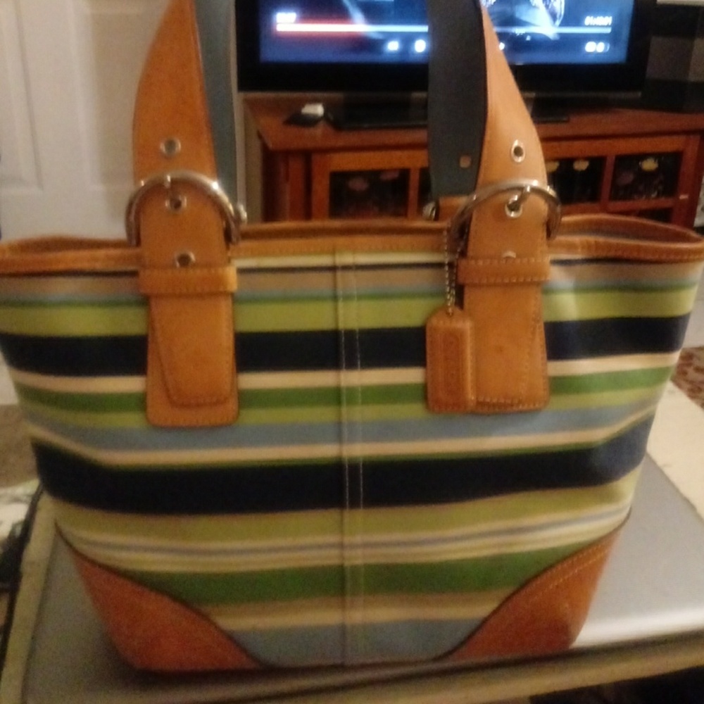 Coach Canvas Striped Legacy Bag